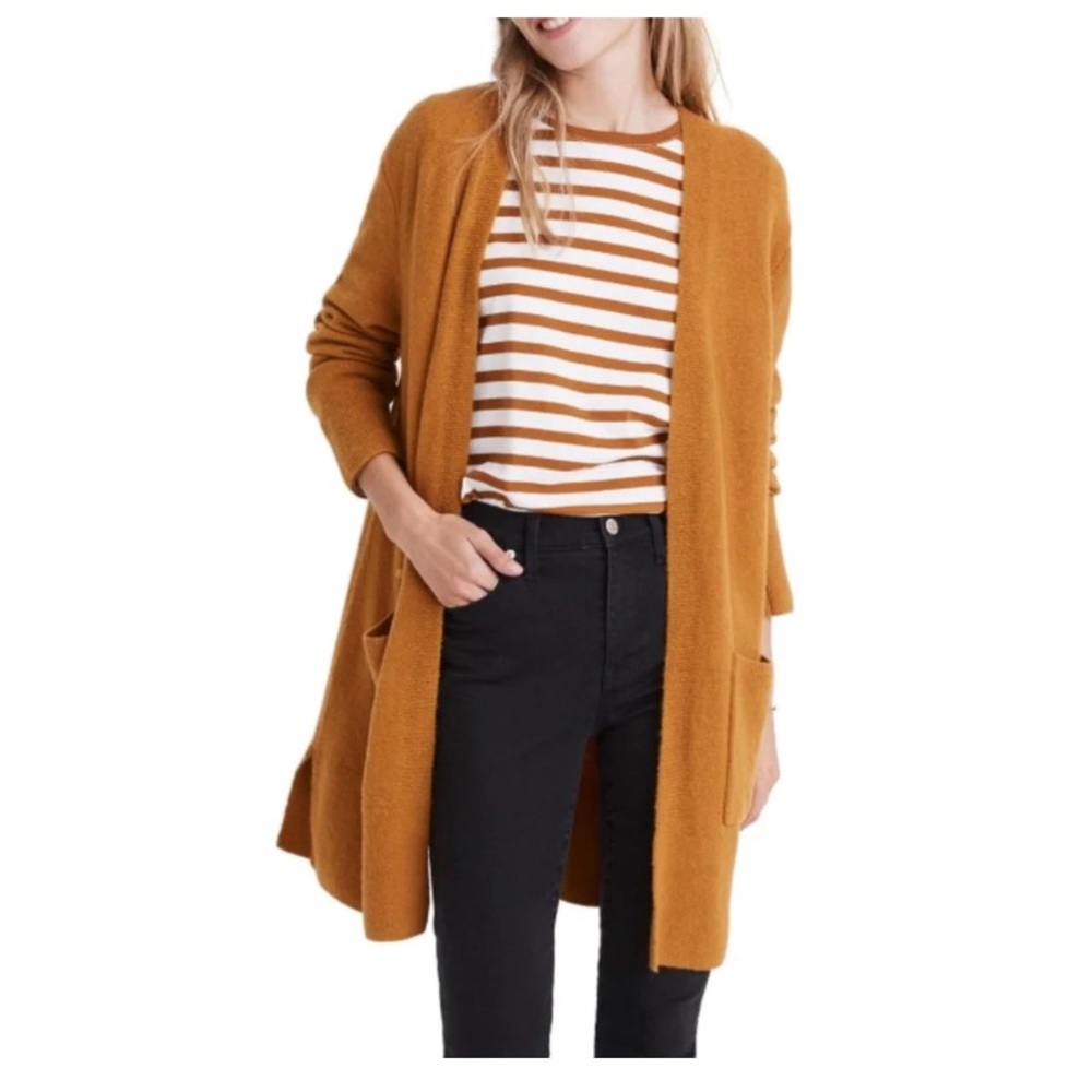 Madewell Mustard Open Wool-Alpaca Blend Cardigan